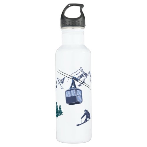 Ski Scene Winter Sports Stainless Steel Water Bottle