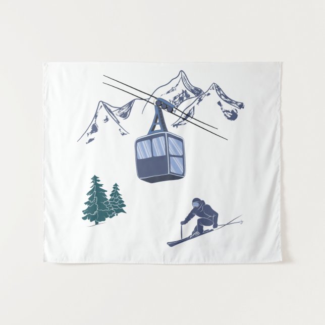 Ski Scene Winter Sports Tapestry (Front (Horizontal))