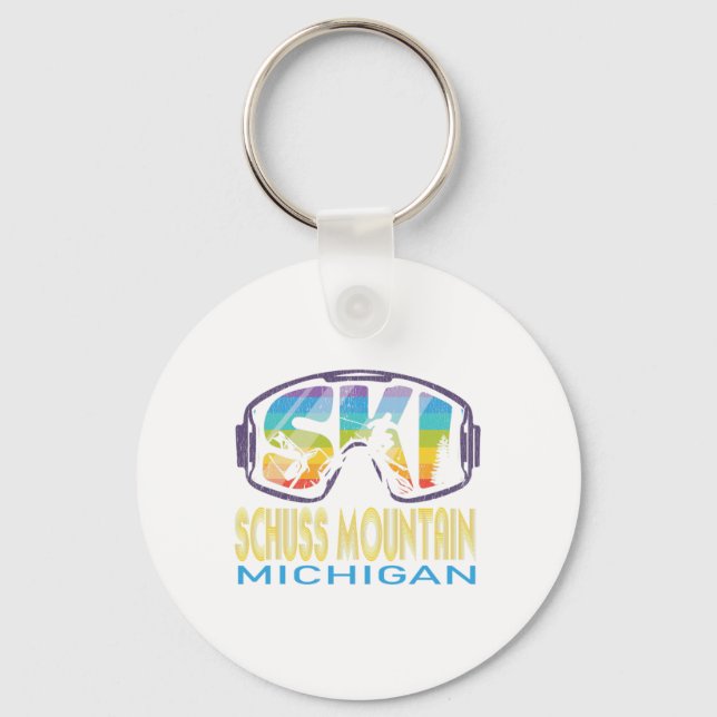 Ski Schuss Mountain Michigan Skiing Vacation  Keychain (Front)