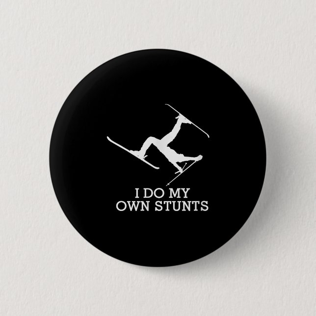 Ski Shirt - I Do My Own Stunts - Funny Skiing Tee  Button (Front)