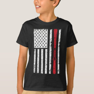 Ski Skiier American Flag Skiing Usa Gift T-Shirt