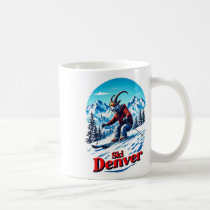 Ski Skiing Adventure Goat In Denver Mountains Coffee Mug