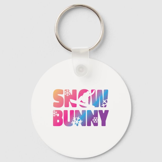 Ski Skiing Bunny Snow Bunny  Keychain (Front)