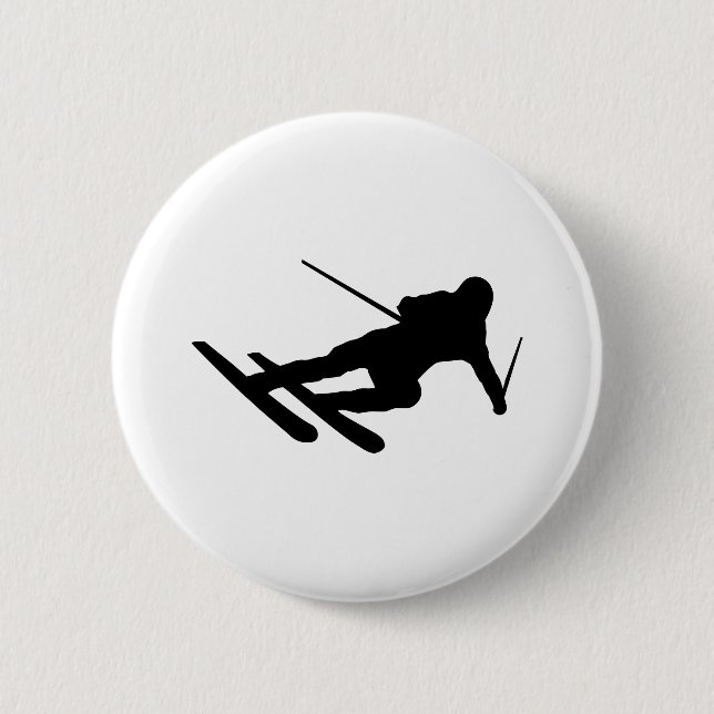 ski skiing downhill skier pinback button (Front)