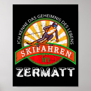 Ski skiing gift vintage for skiers from zermatt poster