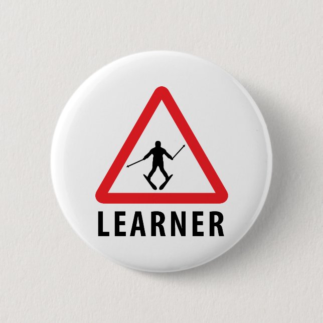 ski skiing learner button (Front)