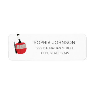 Ski Skiing Minimal White Return Address Label