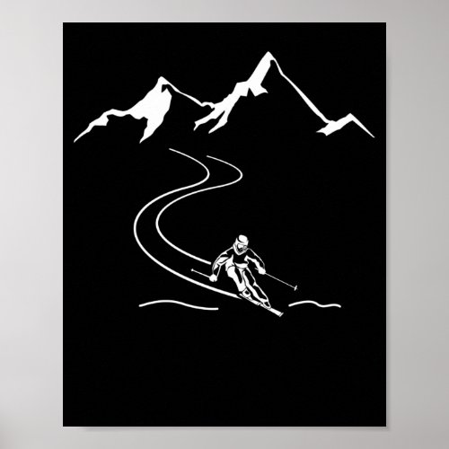 Ski Skiing Mountains Skier Winter Sports Poster