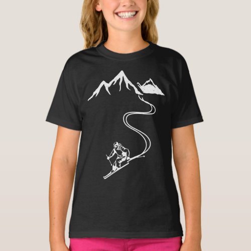 Ski Skiing Mountains Skier Winter Sports T_Shirt