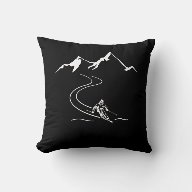 Ski Skiing Mountains Skier Winter Sports Throw Pillow (Front)