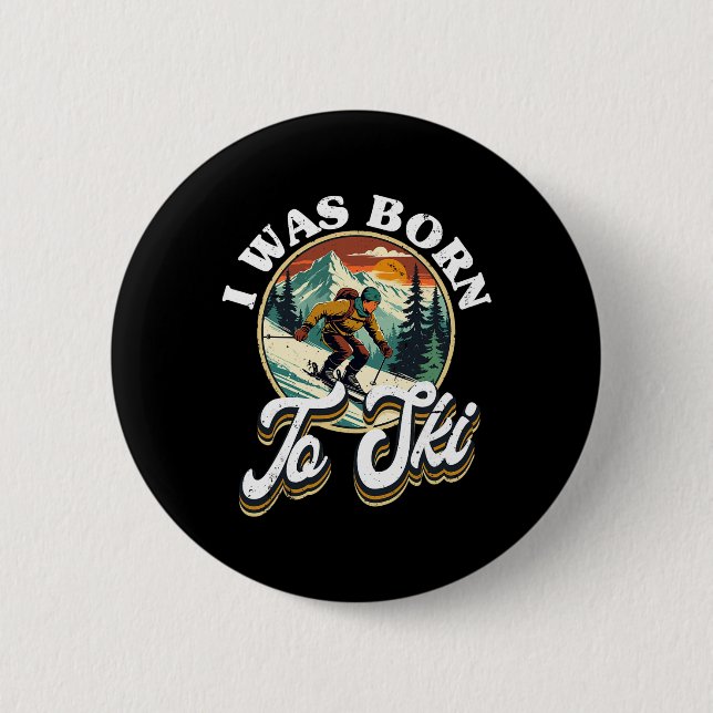 Ski Skiing Winter Sport  Button (Front)
