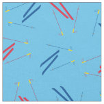 Ski Skiing Winter Sports Red and Blue Fabric