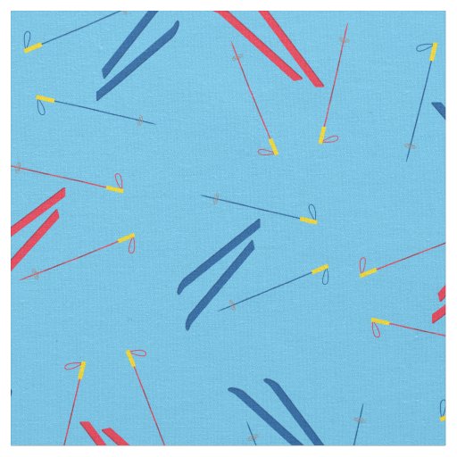 Ski Skiing Winter Sports Red and Blue Fabric