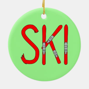 Ski Skis Ceramic Ornament