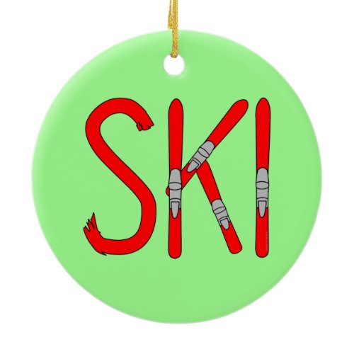 Ski Skis Ceramic Ornament