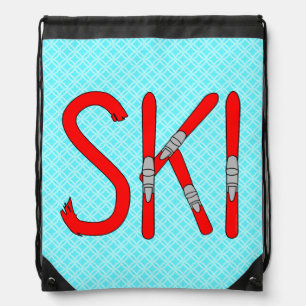 Ski Skis Drawstring Bag