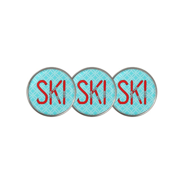 Ski Skis Golf Ball Marker (3 Up)