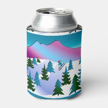 Ski Slope Winter Can Cooler by BeeHappyNow at Zazzle