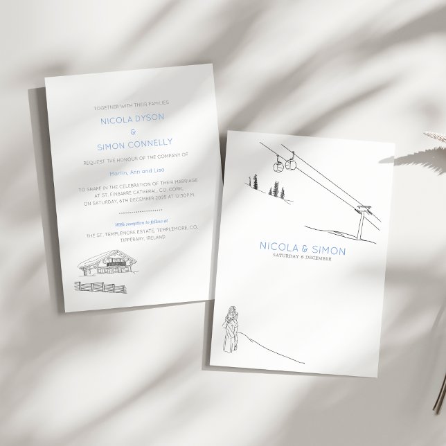 Ski Slopes Couple In Love Snowy Mountain Peaks Invitation (Creator Uploaded)