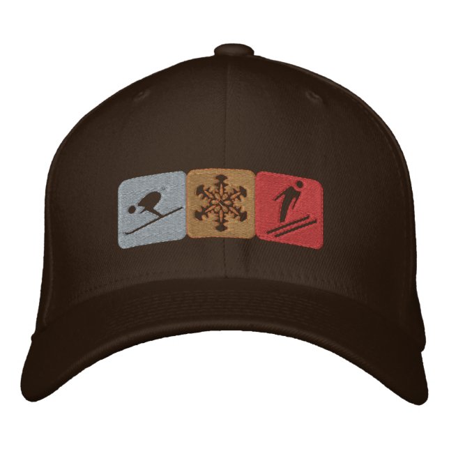 Ski snow lovers gear for skiing fanatics embroidered baseball hat (Front)
