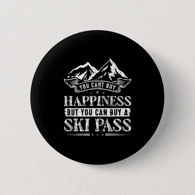 Ski snow mountains skiing  button (Front)
