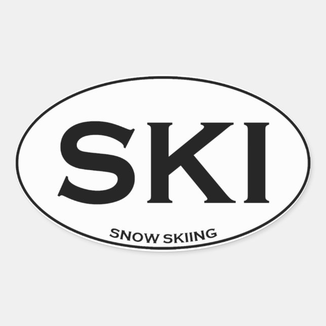 SKI - Snow Skiing Oval Sticker (Front)