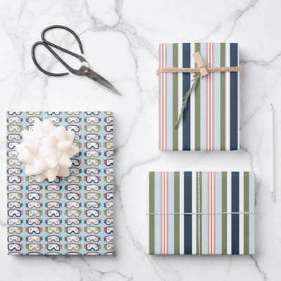 Ski &amp; Snowboard Goggles &amp; Stripes Gift Wrap