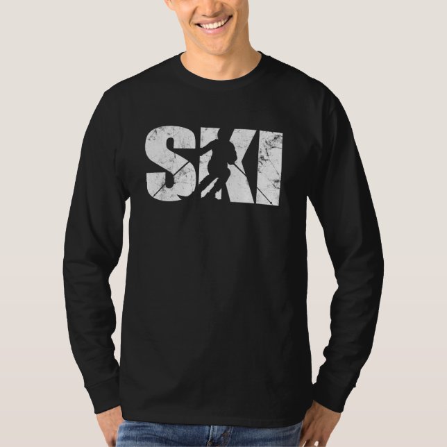 Ski Snowboard Skiing Snow Mountain Winter Skiers V T-Shirt (Front)