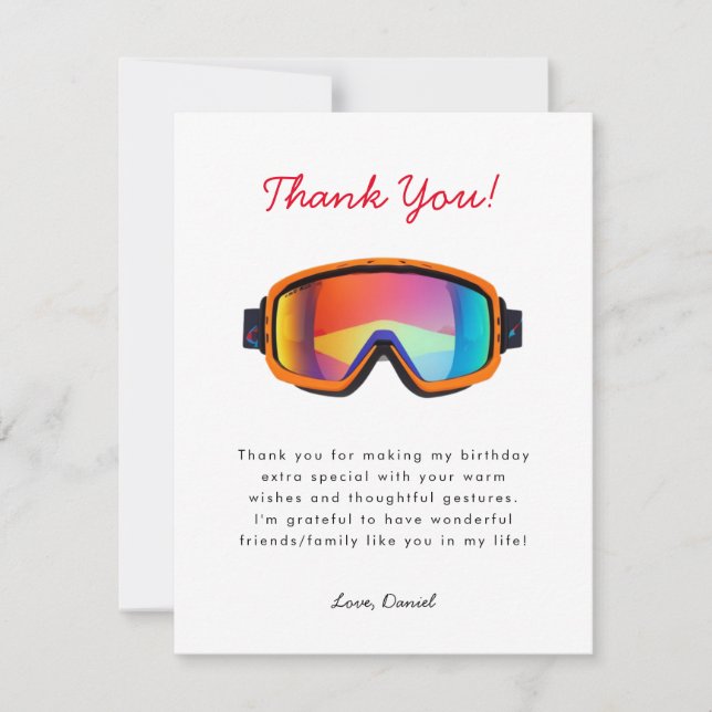 Ski Snowboard  Thank You Card (Front)