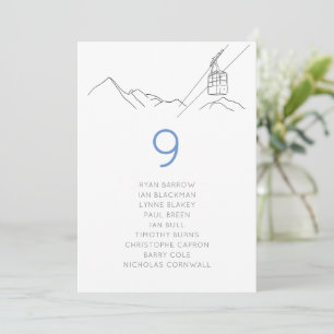 Ski Snowy Cable Car Wedding Seating Chart Card