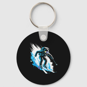 Ski space winter sport skier funny skiing astronau keychain
