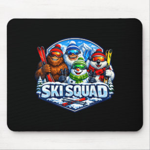 Ski squad sasquatch yeti snowman polar bear skiing mouse pad