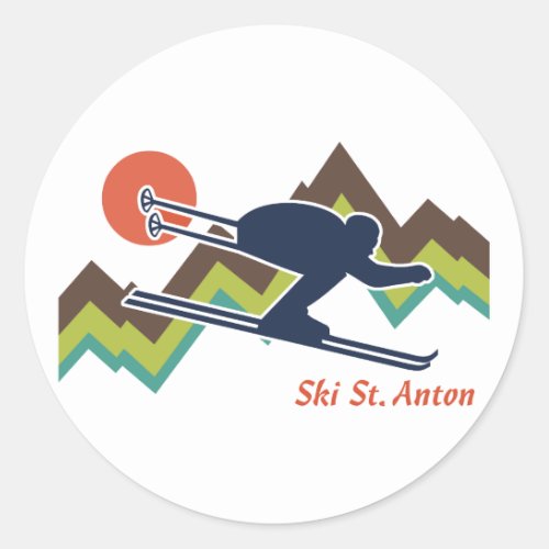 Ski St Anton Classic Round Sticker
