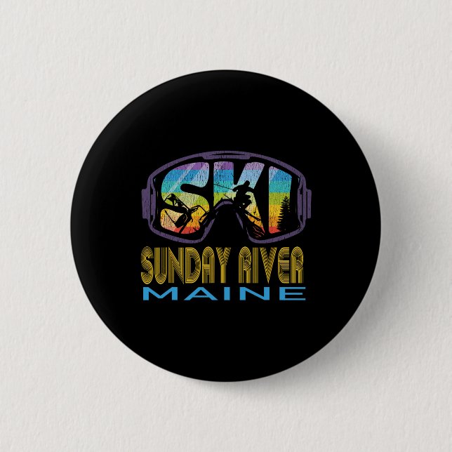 Ski Sunday River Maine Skiing Vacation  Button (Front)