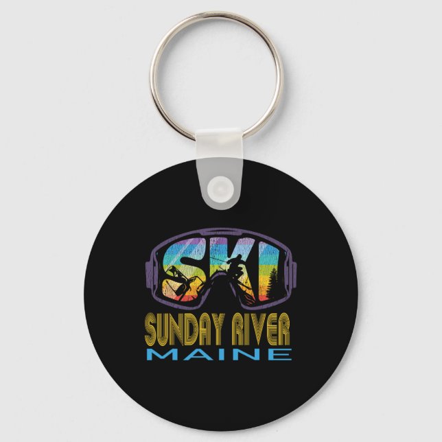 Ski Sunday River Maine Skiing Vacation  Keychain (Front)