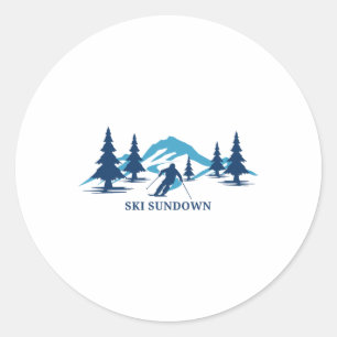 Ski Sundown Connecticut Ski Resort Skiing Skier Classic Round Sticker
