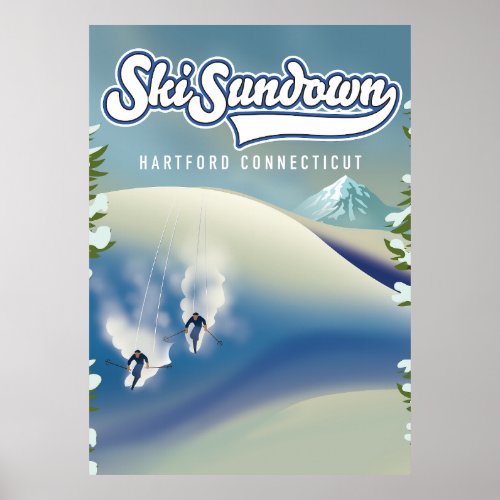 Ski Sundown Hartford Connecticut ski poster