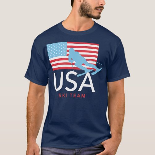 Ski Team American Flag  Winter Sports Games T_Shirt