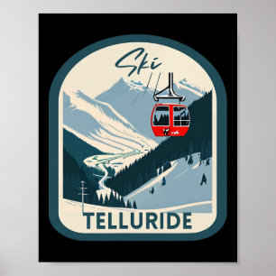 Ski Telluride Retro Vintage Style Telluride Skiing Poster