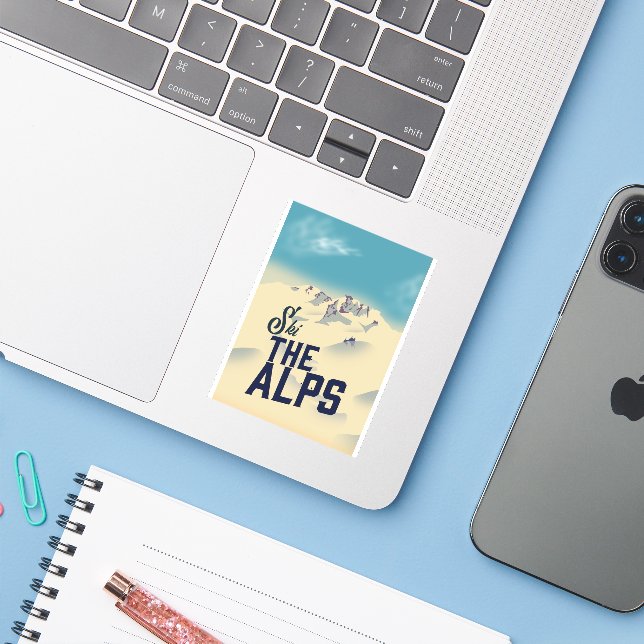 Ski The Alps Sticker (Laptop w/ iPhone)