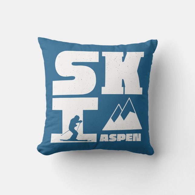 SKI THE ASPEN MOUNTAINS THROW PILLOW (Front)