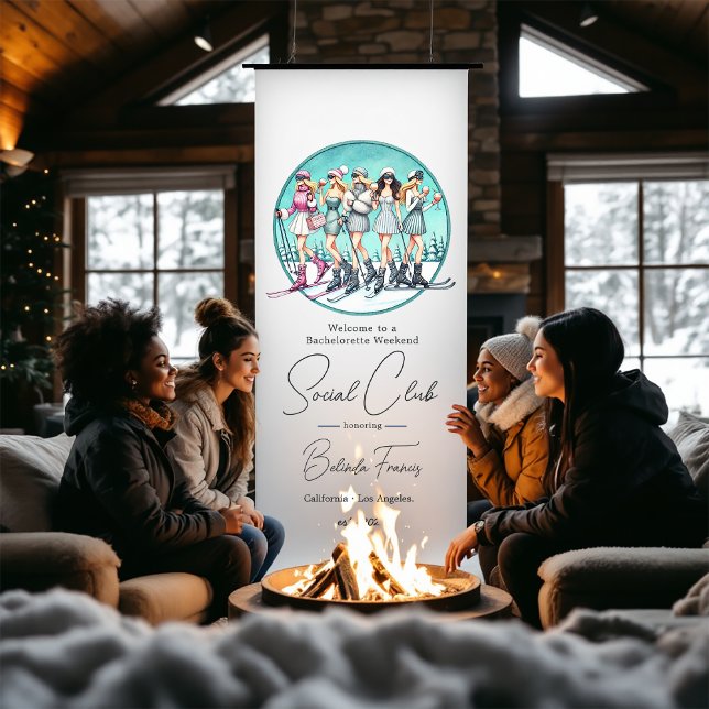 Ski-Theme Bachelorette Weekend Social Club Welcome Retractable Banner (Ski-Theme Bachelorette Weekend Social Club Welcome Retractable Banner)