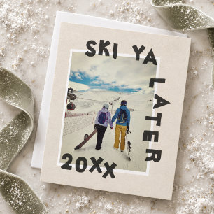 Ski Theme Unique Winter Christmas Photo  Holiday Card