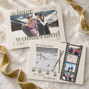 Ski Theme Winter Wonderland Christmas Photo Holiday Card