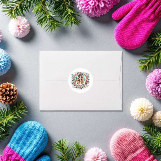 Ski-Themed Bachelorette Weekend Social Club Classic Round Sticker (Ski-Themed Bachelorette Weekend Social Club Classic Round Sticker)