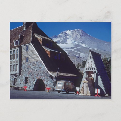 Ski Timberline Lodge Mt Hood Oregon 1950s Photo Postcard