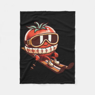 Ski Tomato With Goggles Cute Apres Ski Mountain  Fleece Blanket