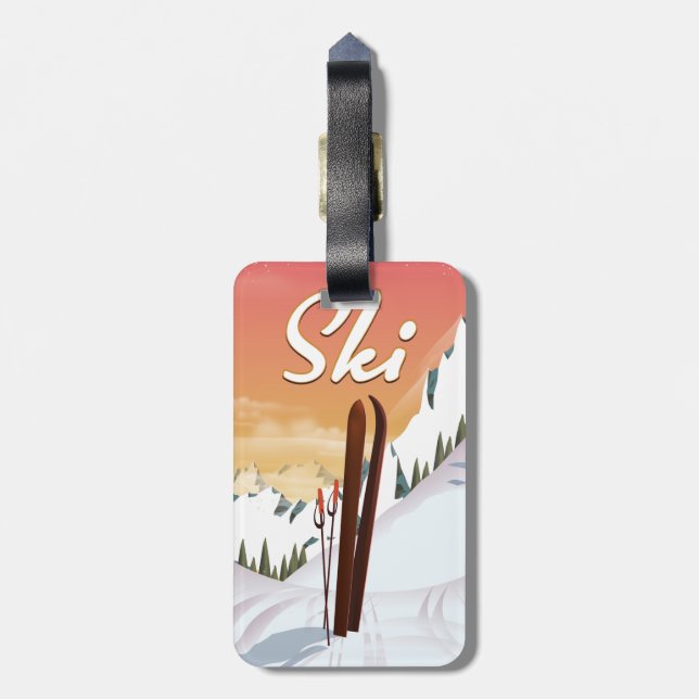 Ski Tourist Travel poster Luggage Tag (Back Vertical)