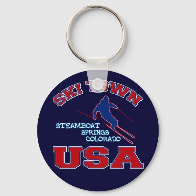 Ski Town USA, Steamboat Springs, Colorado Keychain (Front)
