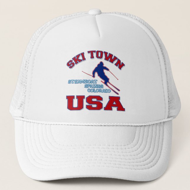 Ski Town USA, Steamboat Springs, Colorado Trucker Hat (Front)